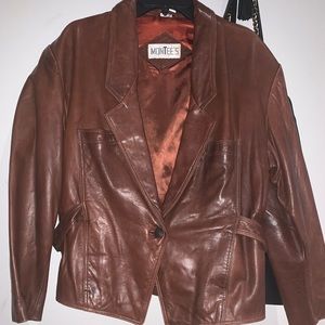 Brown leather coat